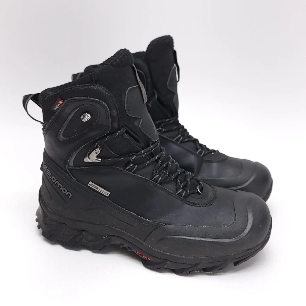 Salomon Anka CS Climatherm Contagrip Black Leather Waterproof Boots‎ Mens 8.5